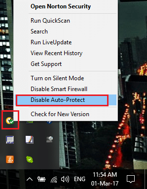 Disable auto-protect to disable your Antivirus | Fix Windows Update Error 0x80070020