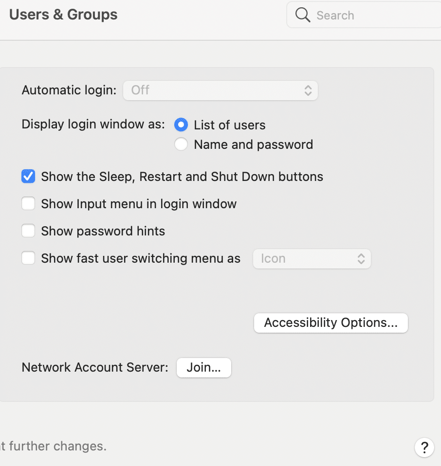 Désactivez l'option qui dit Afficher le menu de changement rapide d'utilisateur en tant que | Correction de la compatibilité macOS Big Sur