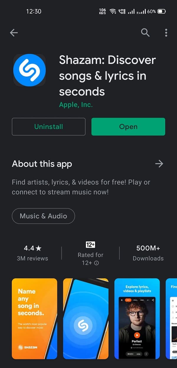 Изтеглете и инсталирайте приложението Shazam на вашето устройство | Как да намерите името на песента, като използвате текст или музика