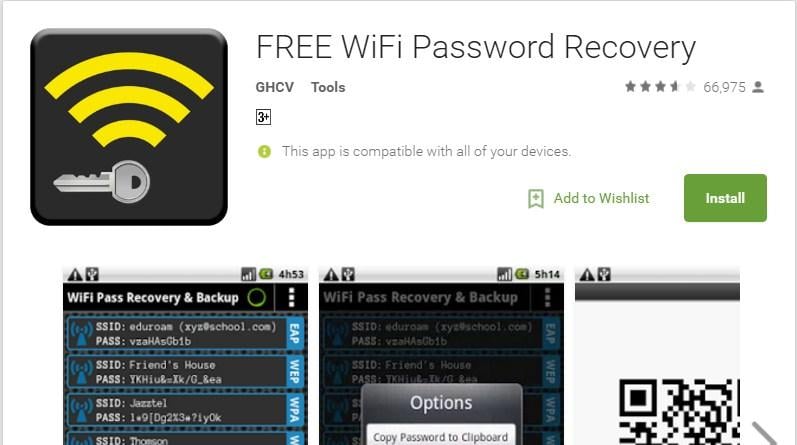 Загрузите приложение для восстановления пароля Wi-Fi из магазина Google Play.