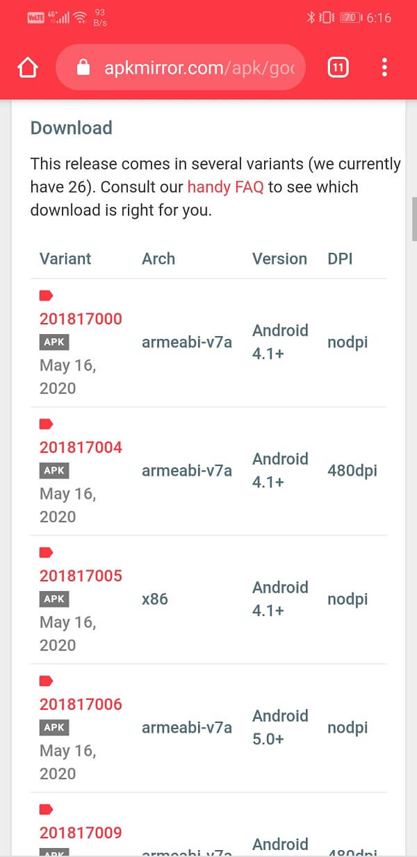 Download the one that matches the Arch of your device | How to Manually Update Google Play Services