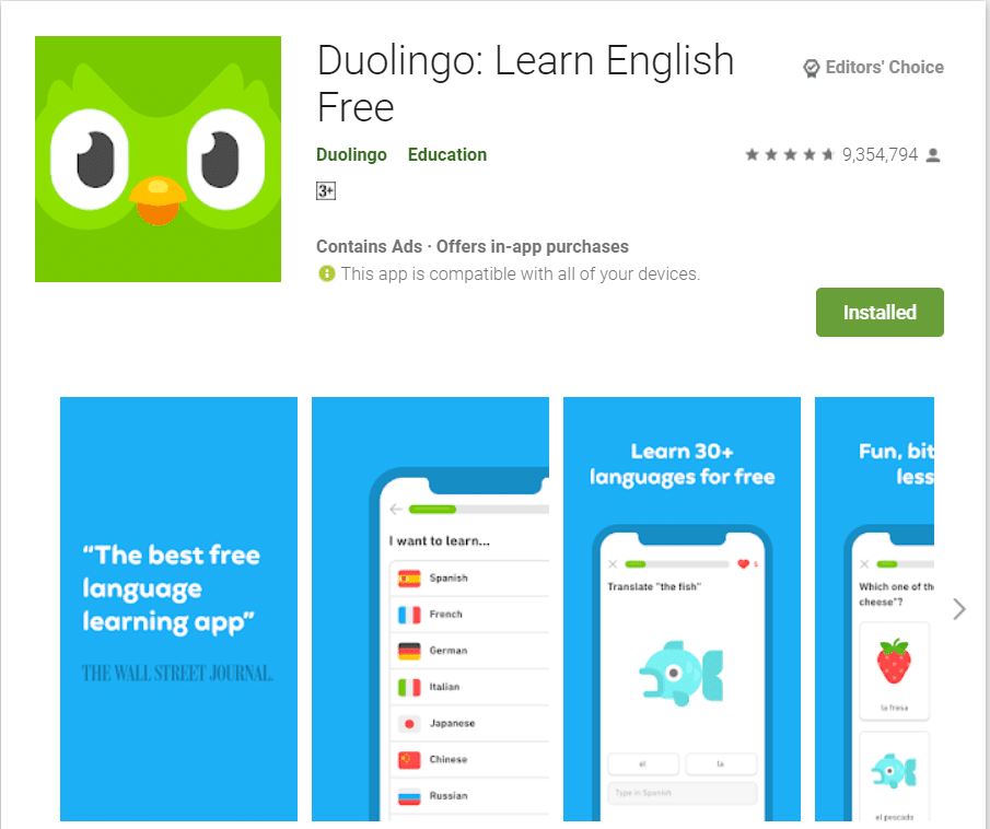 Duolingo | Top Grammar Apps for Android in 2020