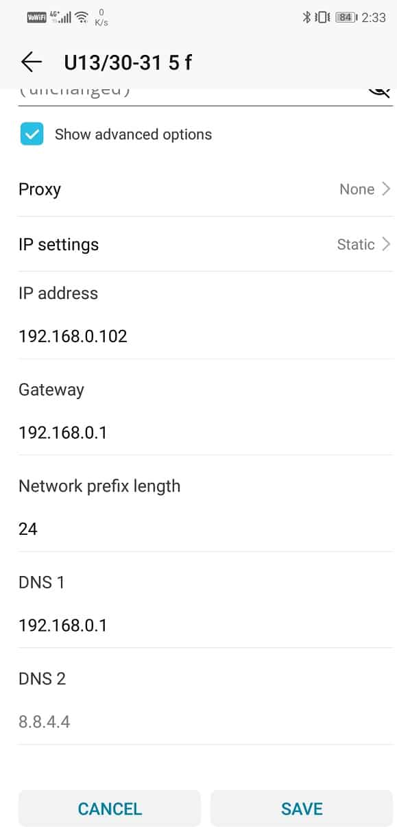 Edit the DNS settings. Enter “8.8.8.8” under DNS 1 column and “8.8.4.4” under DNS 2 column