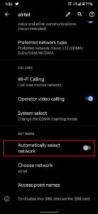 Enable Automatically Select Network