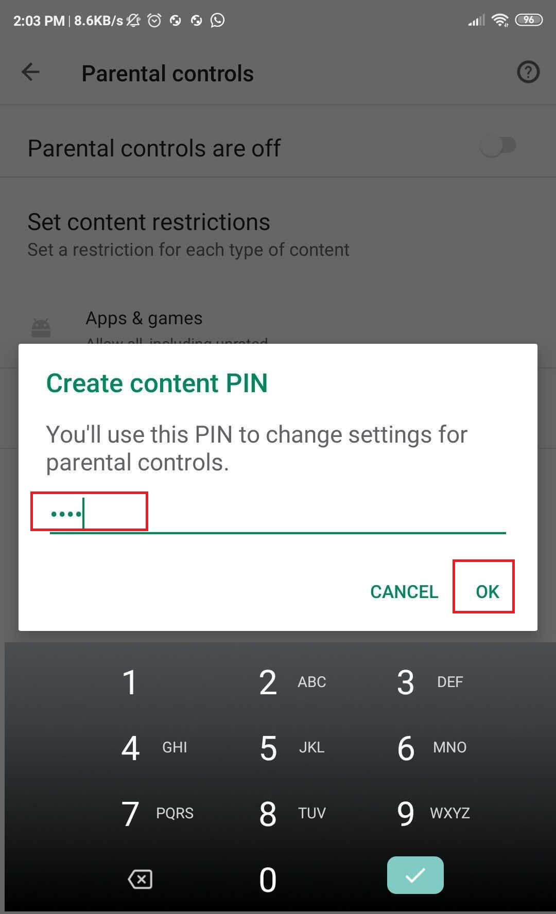Enable it and set-up the PIN.
