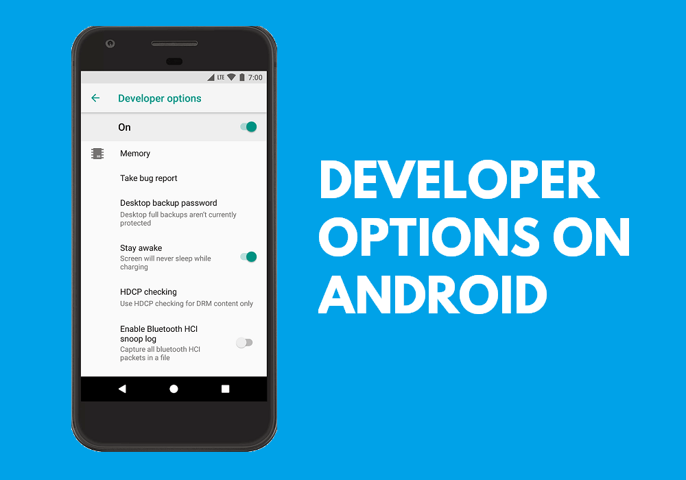 เปิดหรือปิดตัวเลือกนักพัฒนาบนโทรศัพท์ Android