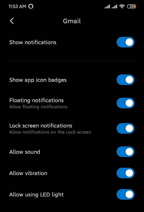 Enable show notifications