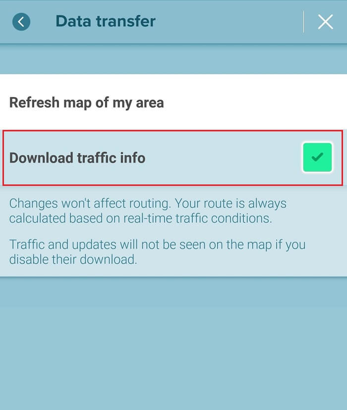 Ensure the feature to Download Traffic info is enabled in Waze