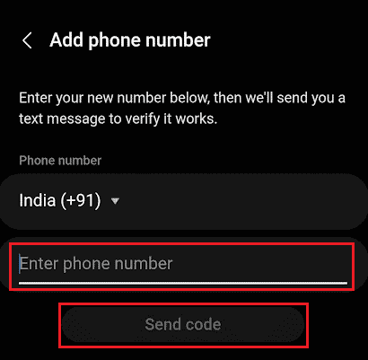 Enter phone number in the given field and tap on Send code