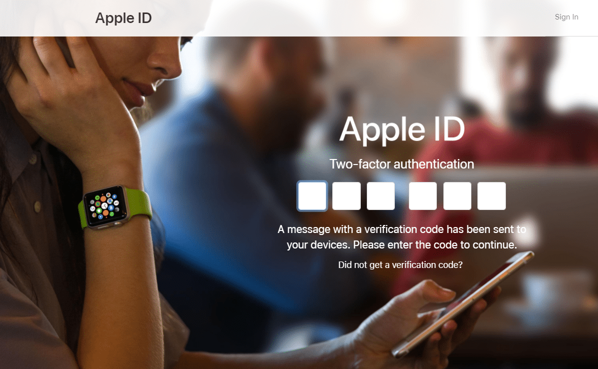 Enter the Apple ID verification code on the iCloud account page