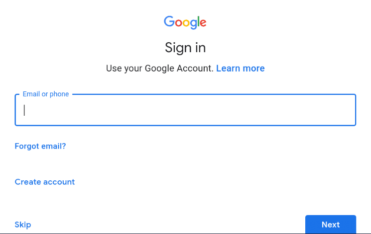 Enter your Google account credentials and follow the instructions