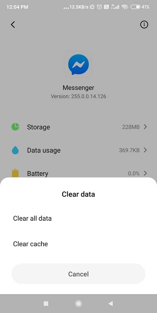 Erase Cache and Data from the Messenger