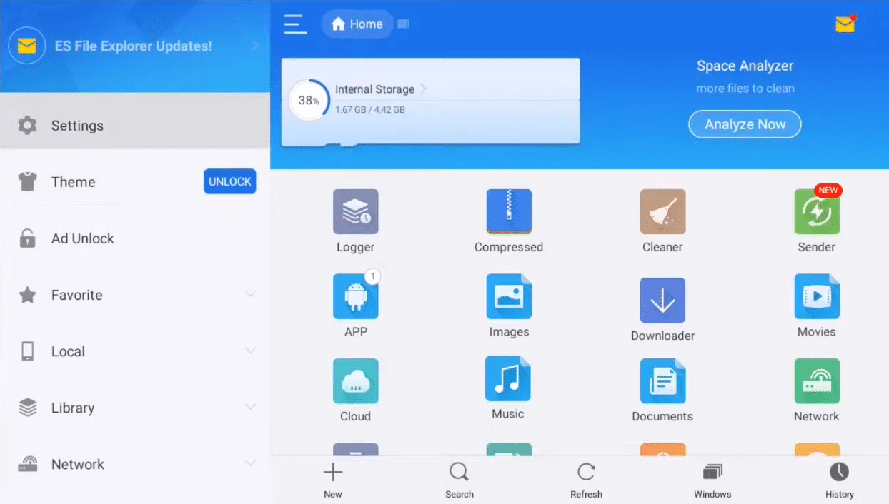 Es file manager android tv