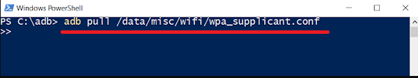 Udfør følgende kommando adb pull datamiscwifiwpa_supplicant.conf