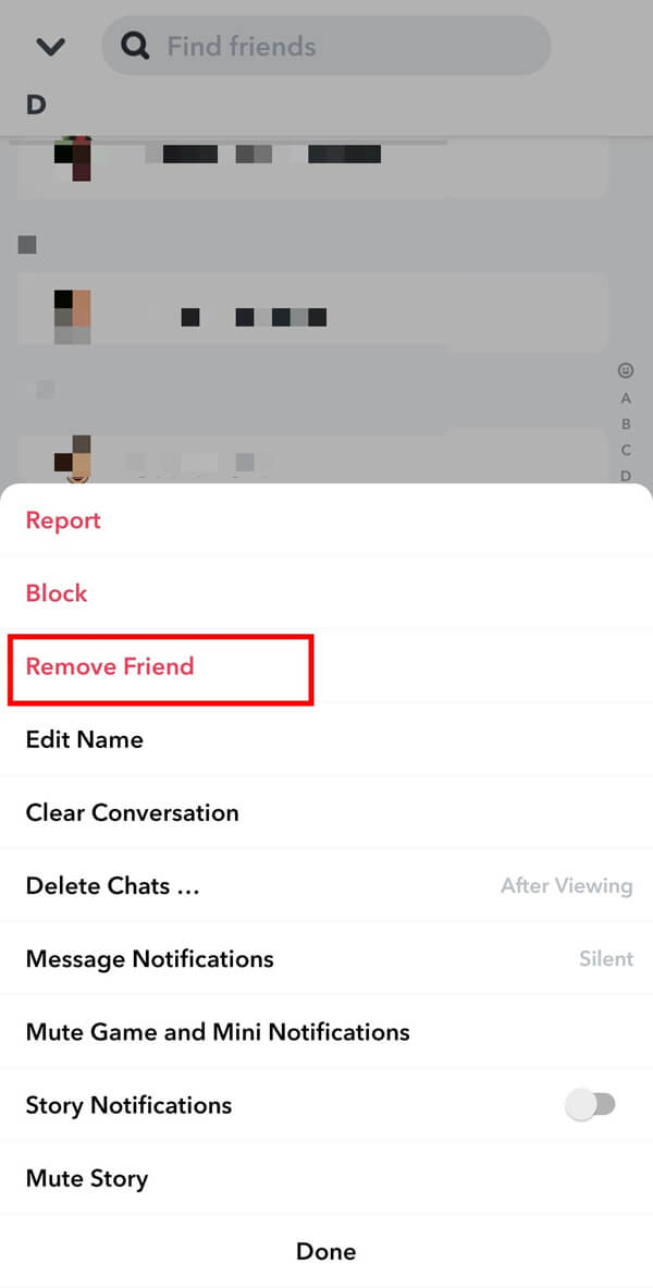 Finally, tap on Remove Friend