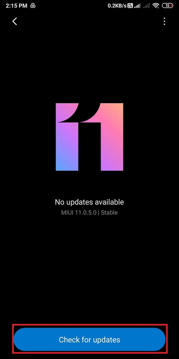 Finally, tap on ‘Check for updates’ | Fix Instagram Not Posted Yet Try Again Error on Android