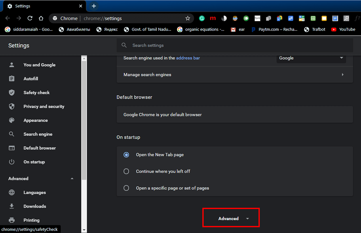 Find an option labelled “Advanced”