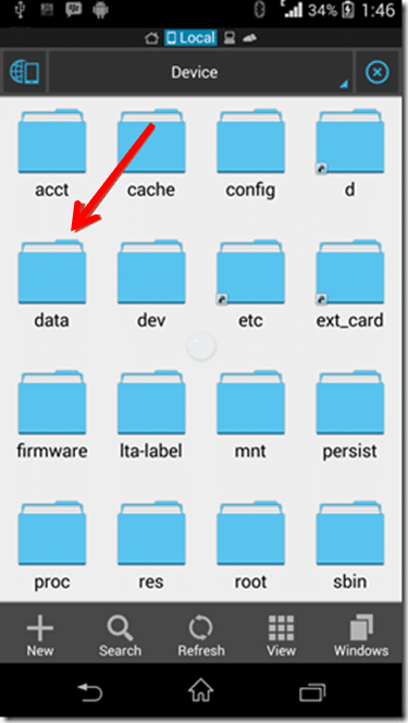 Find the folder named as data, as shown in the picture