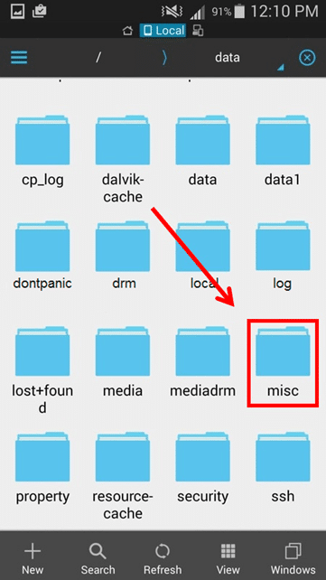 Find the folder named as misc