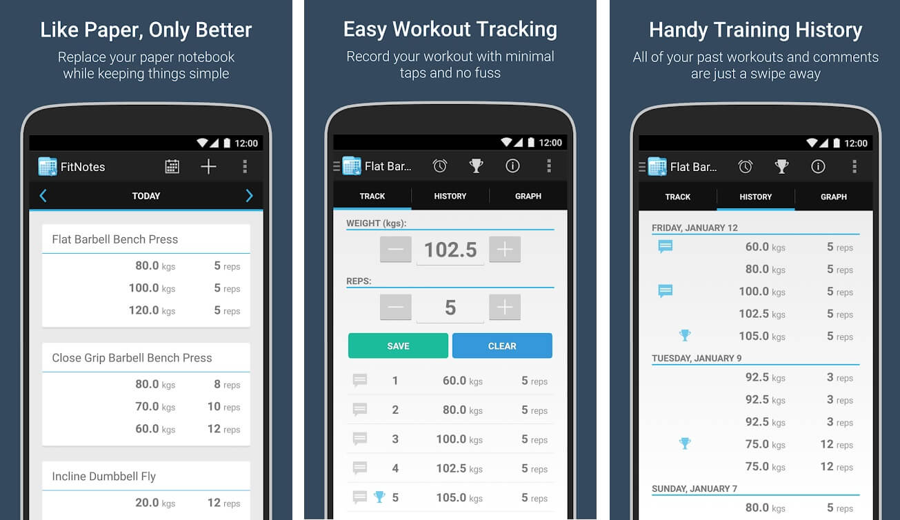 Fit notes- Workout logs  | Best Free Android Apps of 2020