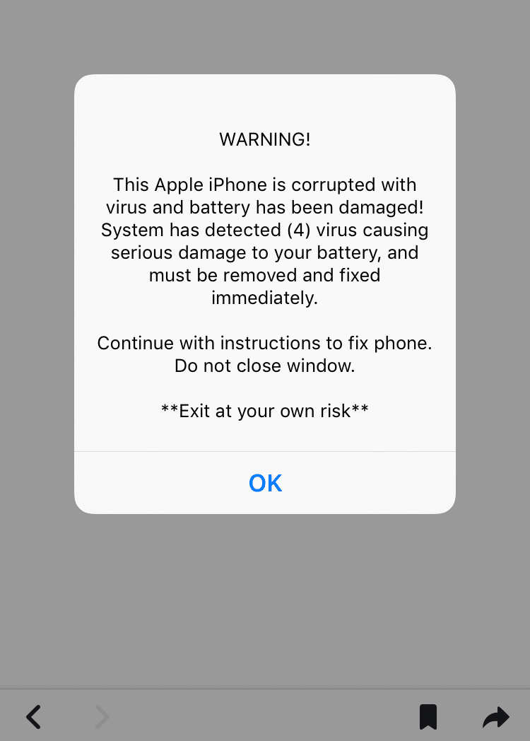 Fix Apple Virus Warning Message on iPhone