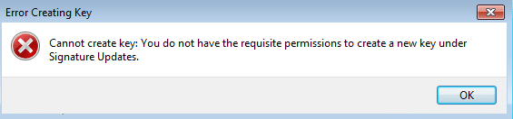 Fix Cannot create key error writing to the registry