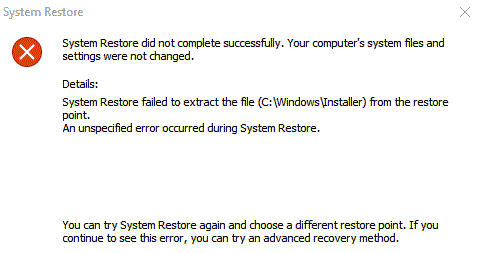 Fix Error 0x8007025d while trying to restore