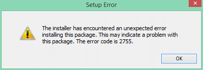 Corrixir o código de erro 2755 Windows Installer