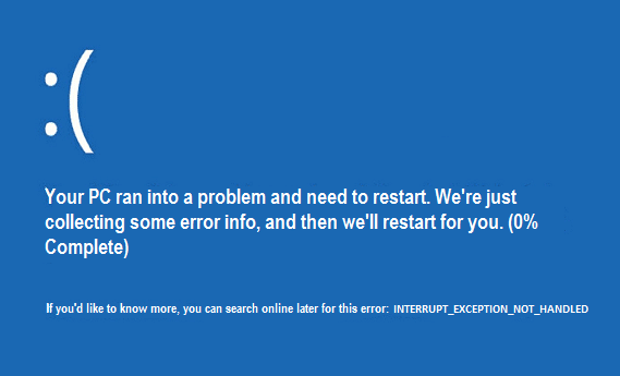Fix Interrupt Exception not handled error Windows 10
