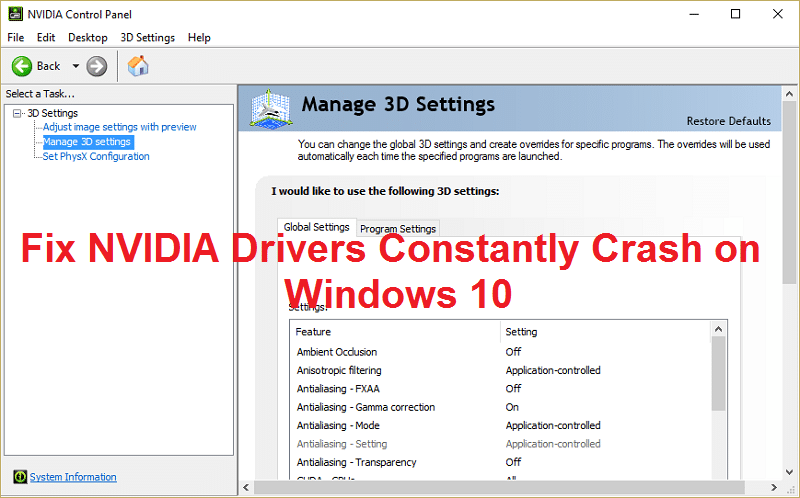 Fix NVIDIA Drivers Constantly Crash on Windows 10