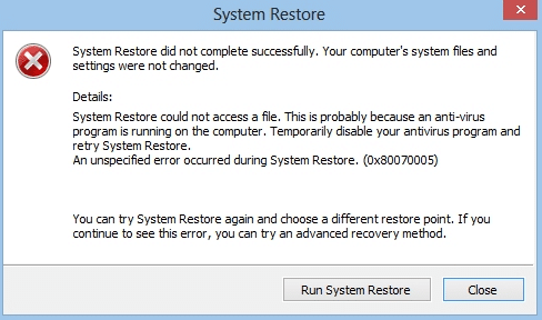 Fix Restore Point Not Working in Windows 10