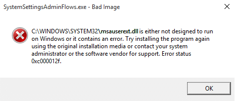 Deisigh Earráidí SystemSettingsAdminFlows ar Windows 10
