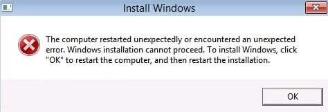 Pataisymas Kompiuteris netikėtai paleistas iš naujo arba įvyko netikėta klaida