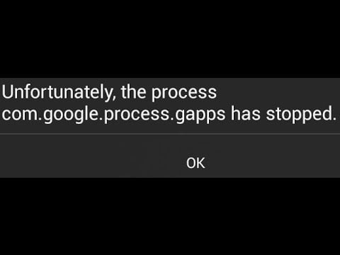 Fix Unfortunately the process com.google.process.gapps has stopped error