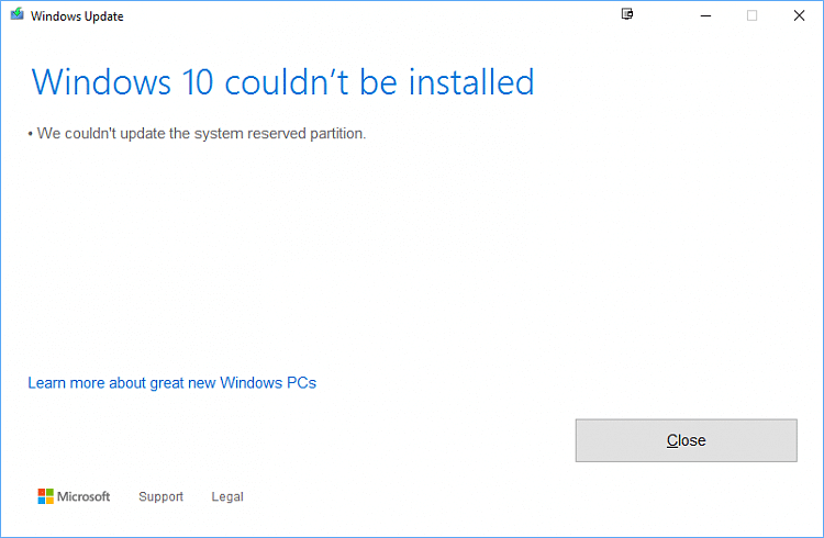 Fix We couldn’t update the system reserved partition [SOLVED]