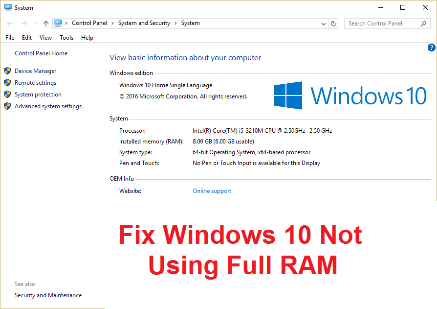Fix Windows 10 not using full RAM
