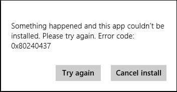 Sửa mã lỗi Windows Store 0x80240437