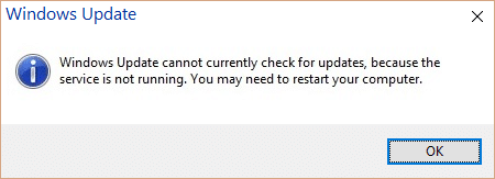 Fix Windows Update cannot currently check for updates