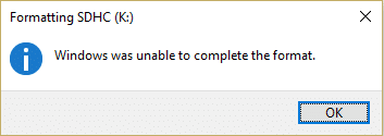 Fix Windows was unable to complete the format