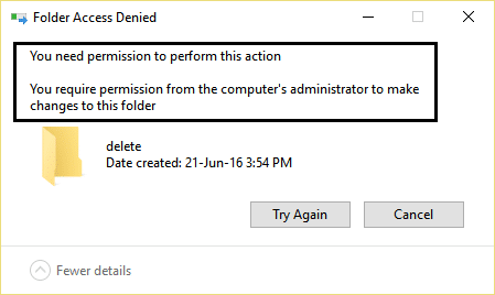 Fix You require permission from SYSTEM to make changes to this folder