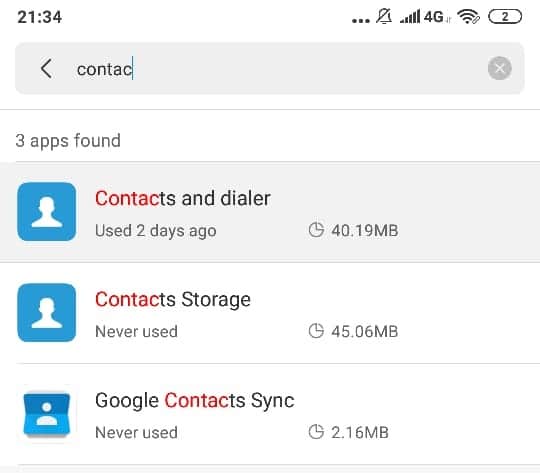 Follow the above-mentioned steps for ‘Contacts and dialer’ app also