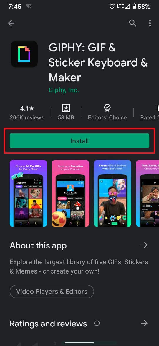 Des de Google Play Store, descarregueu l'aplicació GIPHY