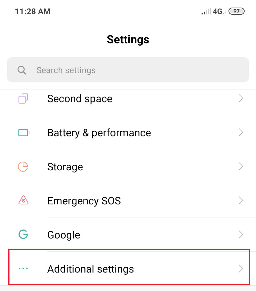 From the Settings screen click on Advanced Settings