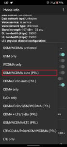 From the list, select GSM auto (PRL) 