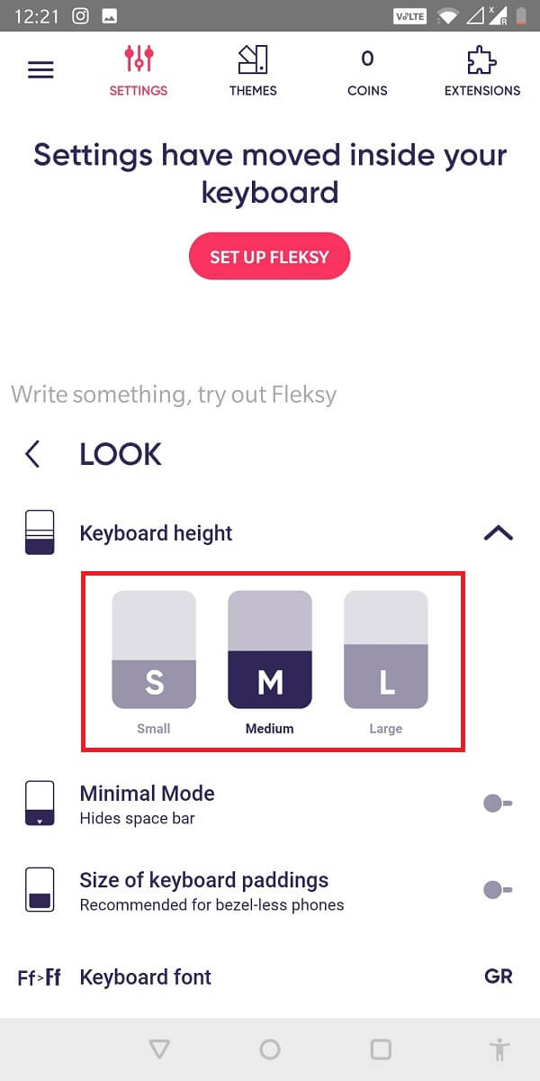 From the three options in ‘Keyboard height’— Large, Medium, and Small | How to Resize Keyboard on Android Phone