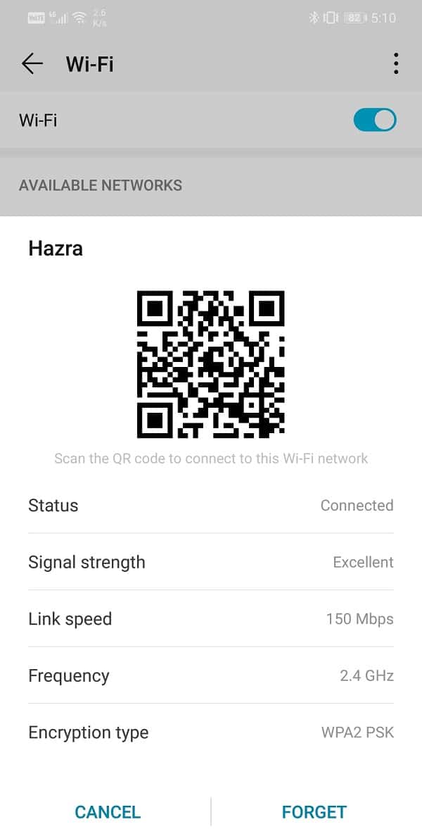 Generate the QR code password for your Wi-Fi
