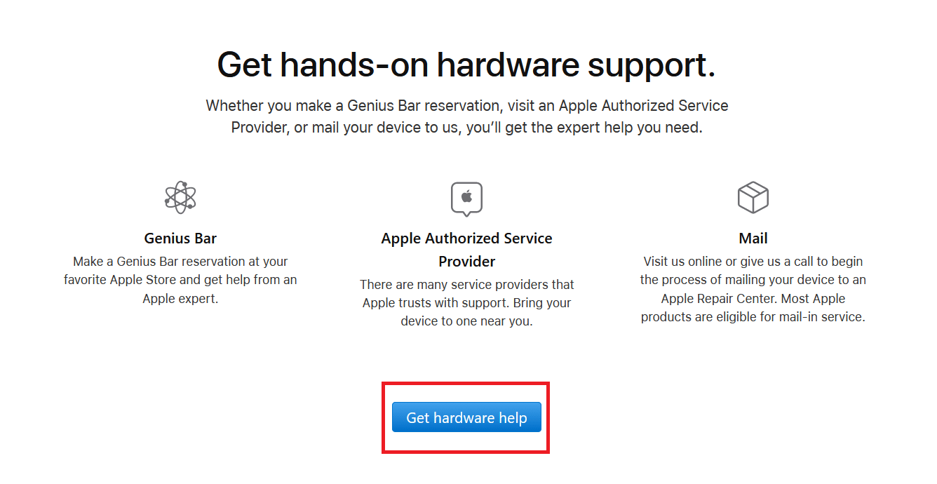 Get Harware Help Apple.
