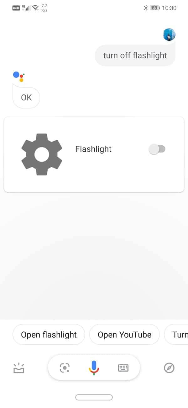 Go ahead and say “Switch on the Flashlight”