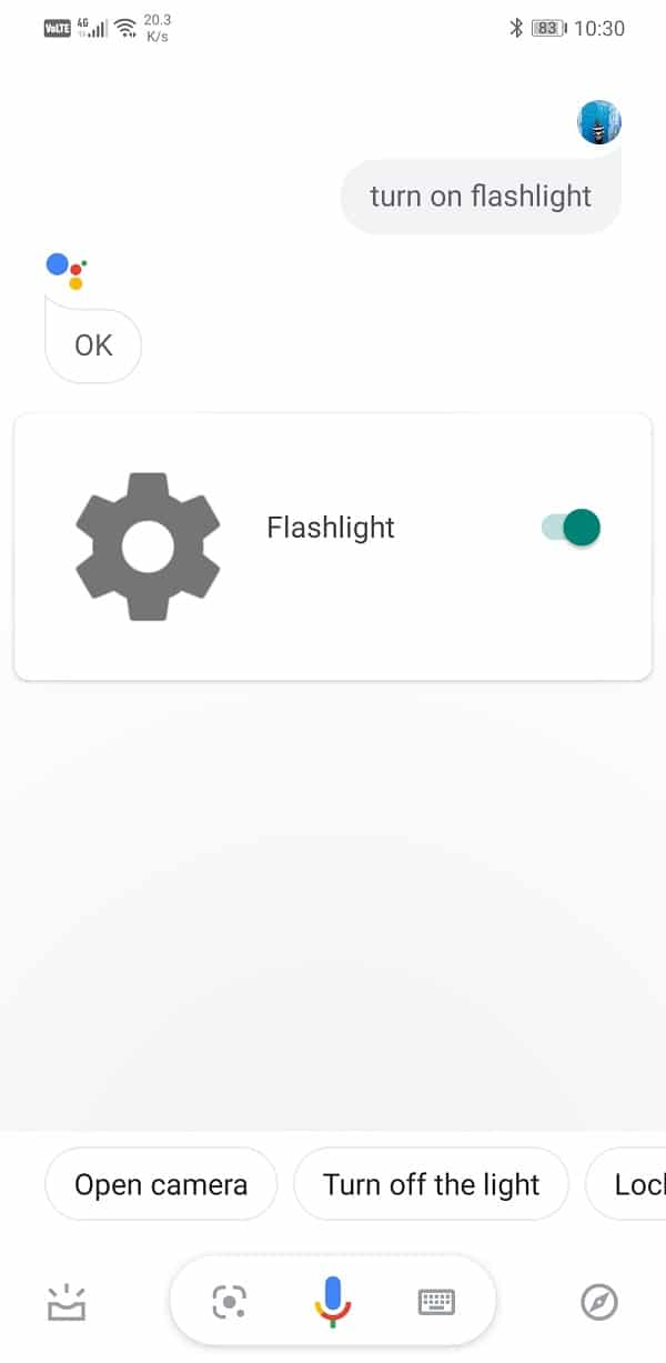 Go ahead and say “Turn on the Flashlight” | Turn ON device flashlight using Google Assistant