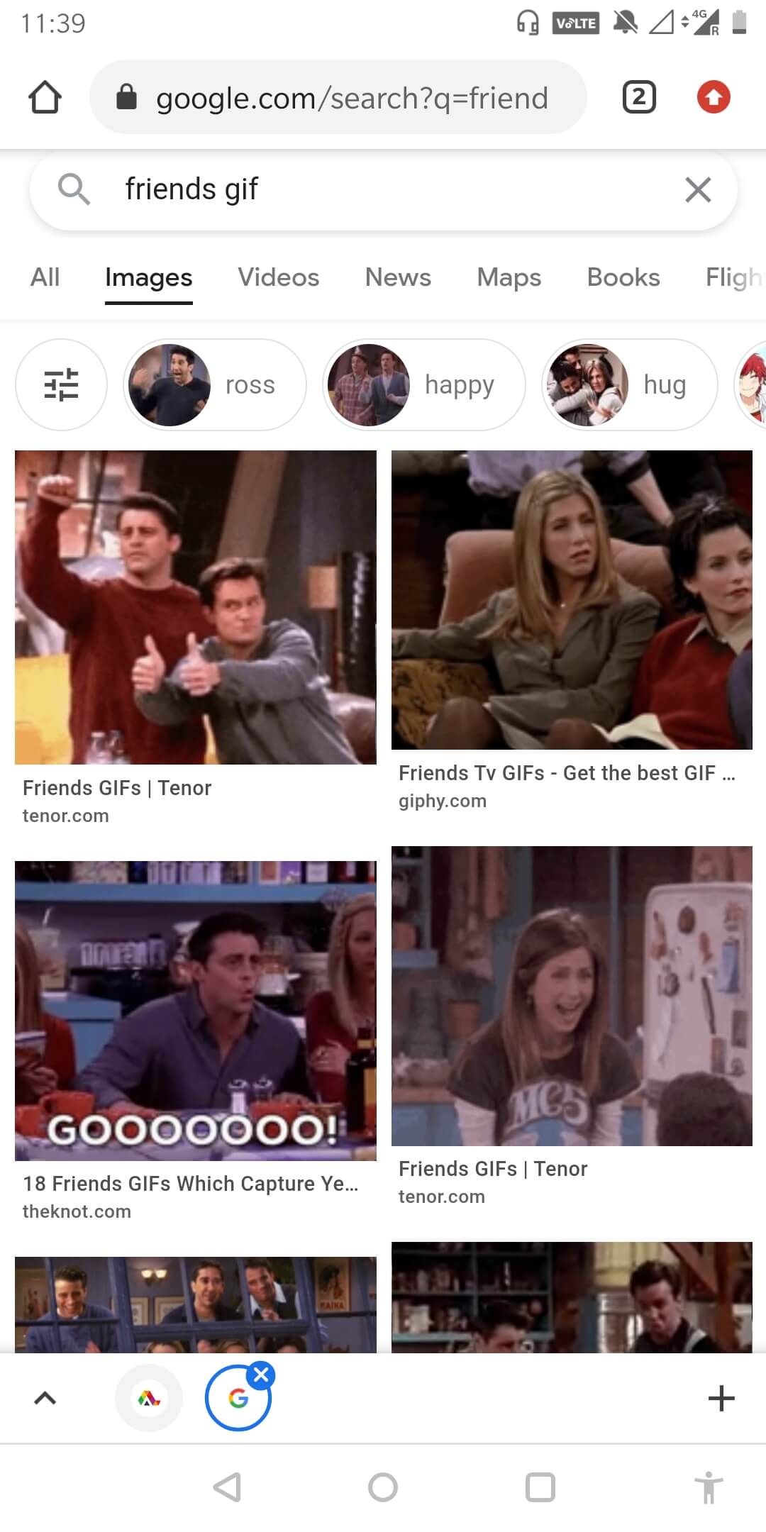 Go to Google.com and tap on Images then in the search bar, type the GIFs that you want to look up